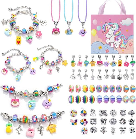 Eihatfif Charm Bracelet Making Kit,Unicorn/Mermaid Crafts Gifts Set for Girls Teens Age 4-12，Jewelry Making Supplies Beads