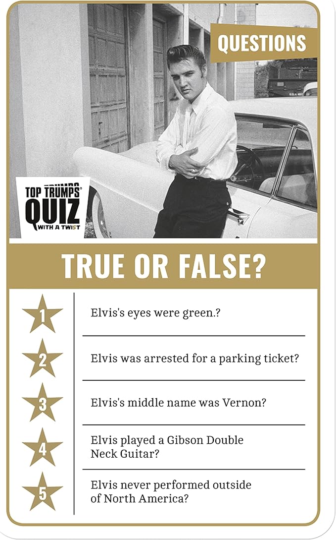 Top Trumps Elvis Presley: Quiz Games - Trivia Quiz - Kids Games - Games for Adults - Great Travel Games and Road Trip Games - Trivia Outdoor Games - Elvis Trivia 2+ Players