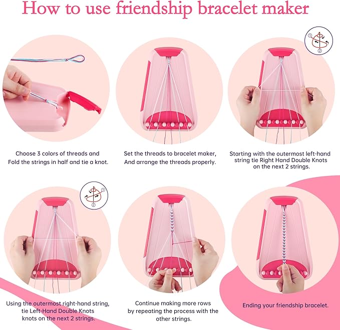 Rdfmy Friendship Bracelet Making Kit for Girls, Arts and Crafts Bracelets String Maker Kit for Kids Ages 8-12 Christmas Birthday Gifts
