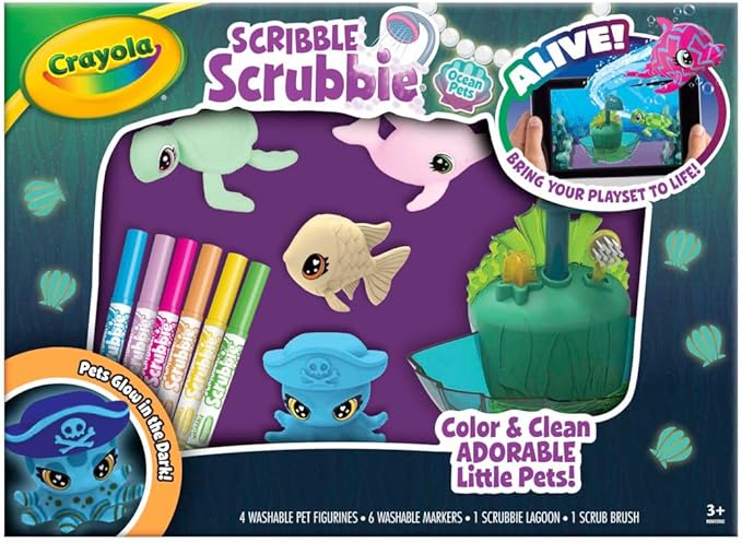 Crayola Scribble Scrubbie Glow Lagoon Pets, Sea Animal Toys, Gifts for for Boys & Girls, 3+