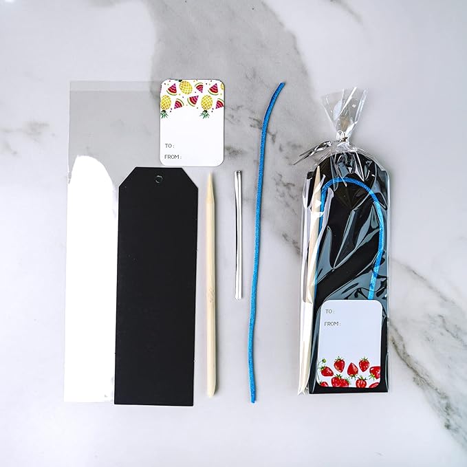 Winlyn 48 Sets 6 Styles Magic Color Scratch Bookmarks Making Craft Kits DIY Rainbow Scratch Paper Bookmarks with Scratching Tools Ribbons Art Sets for Kids Students Party Favors Classroom Activities