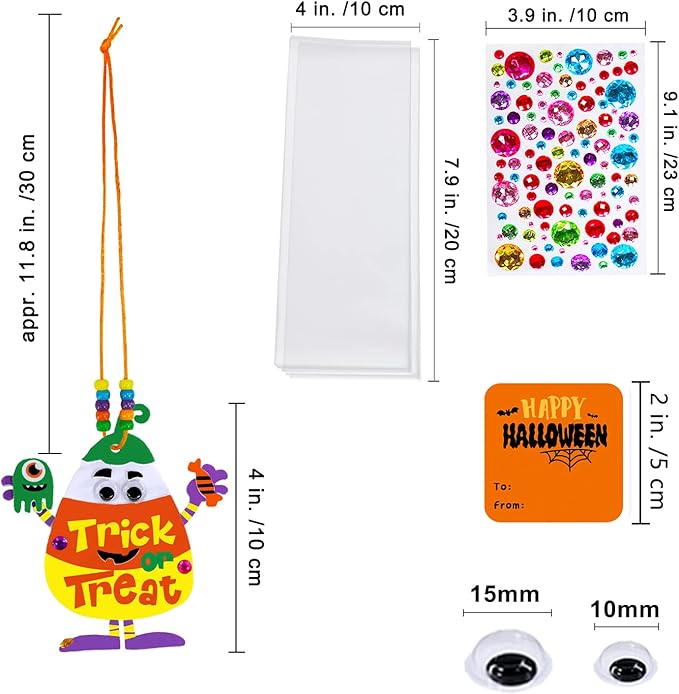 Winlyn 24 Sets Halloween Craft Kits DIY Halloween Art Sets Spider Bat Ghost Pumpkin Foam Halloween Stickers for Kids Fall Home Classroom Activities Trick-or-Treat Party Favors