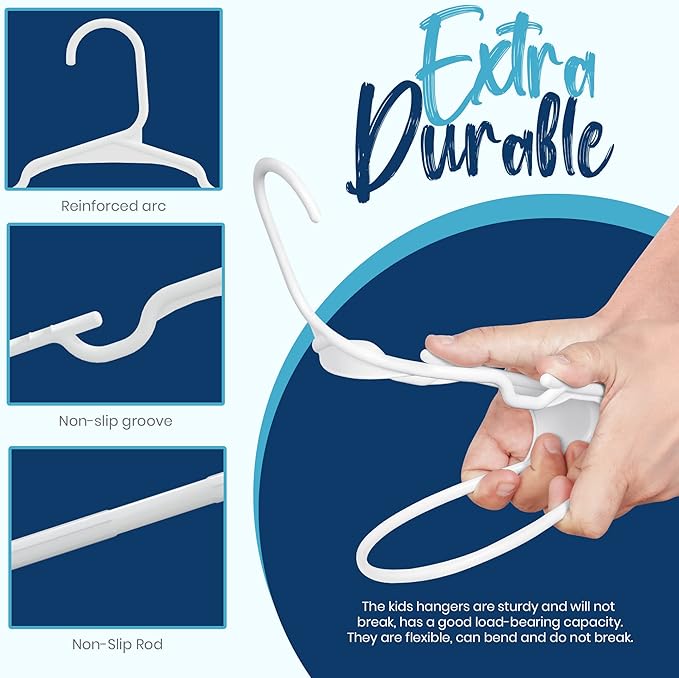 Utopia Home 60 Pack Kids Hangers - 11.5 Inch Plastic Baby Hangers for Closet - Childrens Hanger for Clothes & Infant Hanger for Closet (White)
