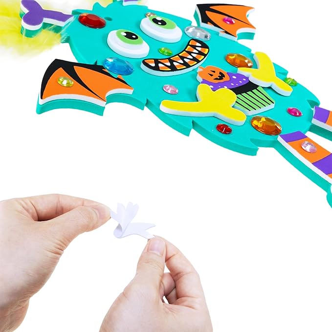 Winlyn 24 Sets Halloween Crafts for Kids Individual Halloween Craft Kits Fall Crafts DIY Monster Ornaments Foam Monster Crafts Halloween Arts and Crafts for Kids Classroom Art Activities Party Favors
