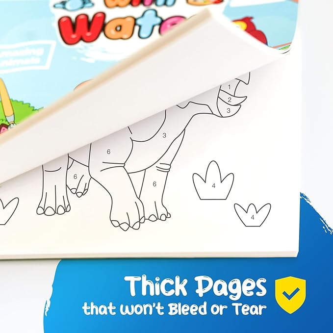 Paint With Water Coloring Book for Toddlers: Mess Free Kids Watercolor Painting Activity Kit - Arts and Crafts For Ages 2 3 4 5 6 Years Old - Dinosaur - Pocket Travel Book, Gift Toy, Stocking Stuffers