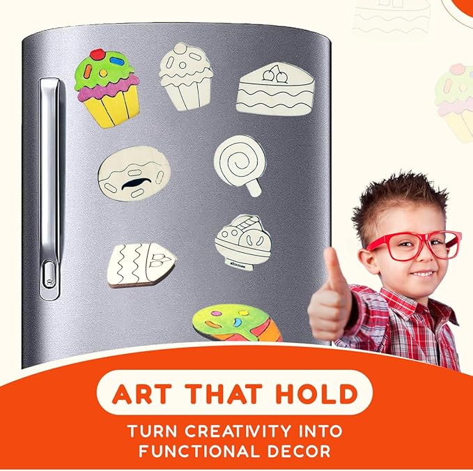 DIY Wooden Magnets, Wood Painting Arts and Craft Supplies for Boys Girls Ages 6 7 8 9 10 11 & 12, Easter Gifts, Birthday Party Activities Craft for Kids, Valentine's Day Gift for Kids