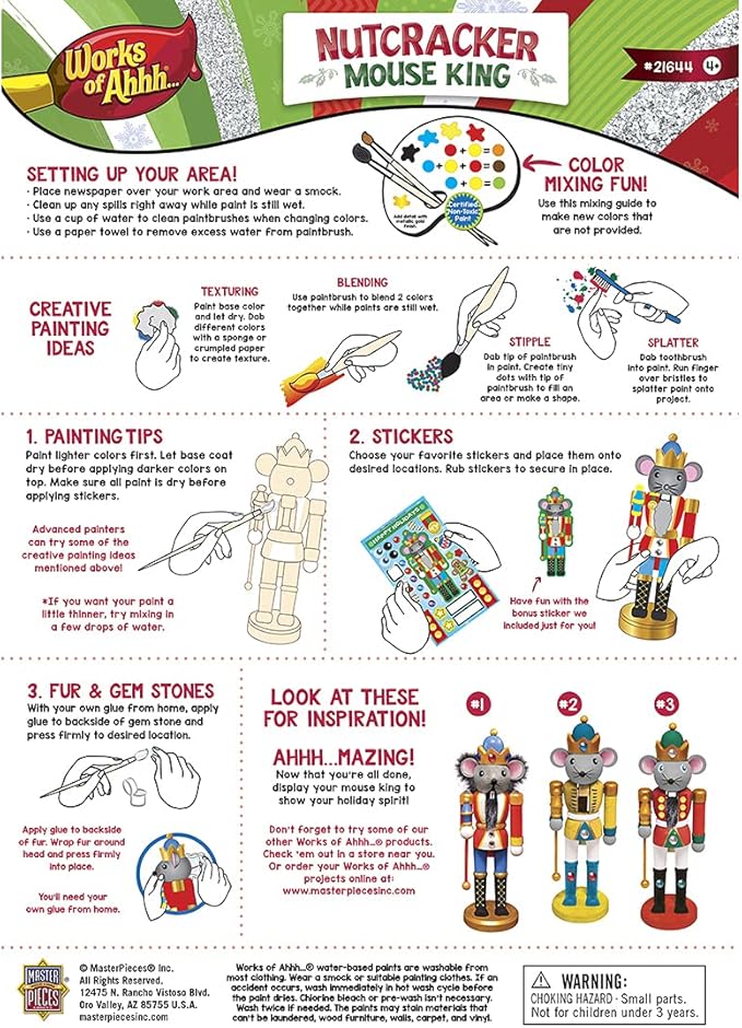 Works of Ahhh... Holiday Craft Set - Nutcracker Mouse King Wood Paint Kit