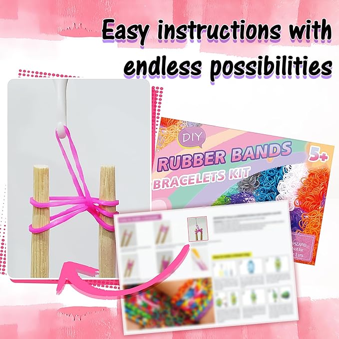 FUNZBO Rubber Band Bracelet Kit - 18000+ Loom Bracelet Kit, 32 Colors Loom Bands for Bracelets Making Kit, Rubberband Bracelets Kit Toy for Toddlers Girls Birthday Gift Age 5+ Years Old