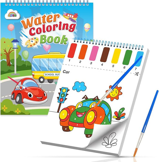 ZMLM Paint with Water Books for Kids - Easter Basket Stuffers Mess Free Coloring Activity for Toddlers - Arts & Crafts Gifts Toys for Valentines Birthday Christmas Boy Girls Ages 4 5 6 7 8(Traffic)