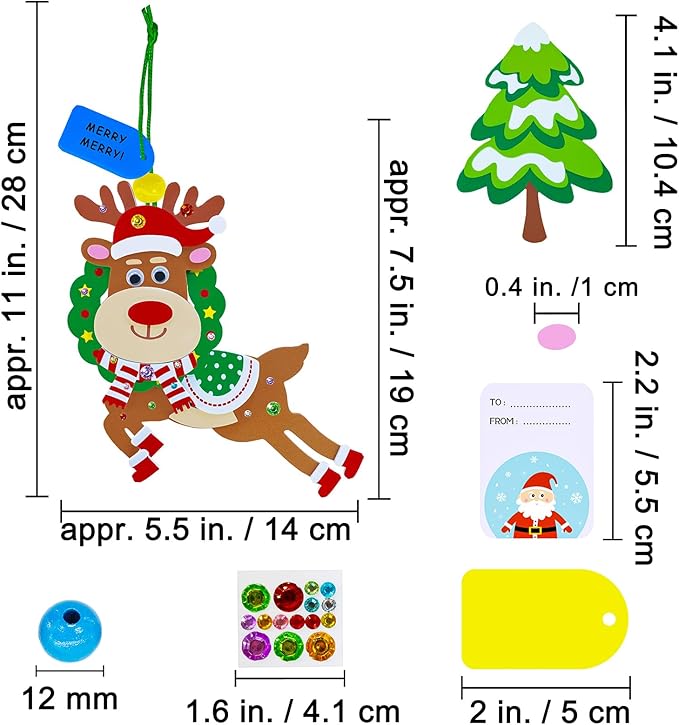 Winlyn 24 Sets Christmas Craft Kits Winter Crafts DIY Xmas Reindeer Ornaments Decorations Festive Foam Stickers Christmas Arts and Crafts for Kids Holiday Home Classroom Art Activities Party Favors