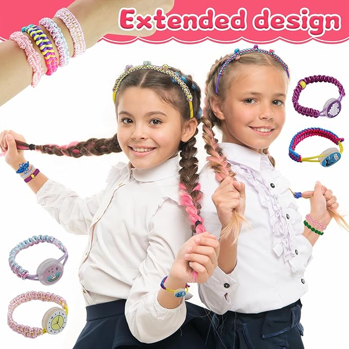 Motiloo Friendship Bracelet Making Kit - Toy for Ages 7-12 Girls - Birthday Gift - DIY String Maker Tool - Arts and Crafts - Kids Travel Activity Set - Perfect Present for Teen Girls