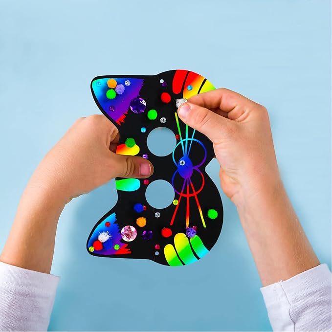 Winlyn 27 Sets Magic Scratch Off Art Rainbow Magic Scratch Paper Animal Masks Owl Rabbit Tiger Wolf Bear Squirrel Fox Bear Elephant Cutouts Face Kids Jungle Forest Animal Birthday Party Activities