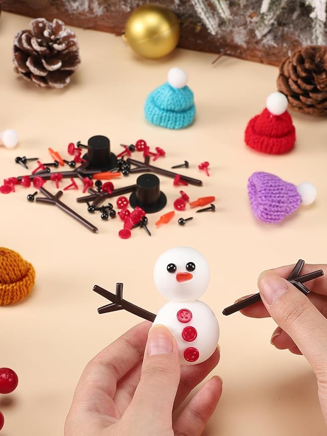 Cosweet 24 Pack Christmas Snowman Crafts Kit for Kids- Build a Snowman Kit with Air Dry Clay Xmas Stocking Stuffers Gift for Party Favors Winter Activities DIY Crafts Sewing