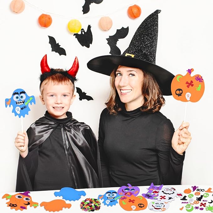 MGparty 330PCS Halloween Foam Stickers Set DIY Pumpkin Cat Ghost Castle Witch Hat Halloween Craft Kit for Kids Halloween Decorations Party Favors Supplies