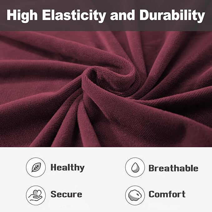 NORTHERN BROTHERS Stretchy Recliner Chair Covers, Velvet Recliner Covers, Lazy Boy Chair Cover (Wine Red, loveseat)