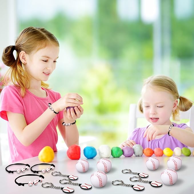 Nosiny 108 Pcs Baseball Party Favors Bulk 36 Pcs Baseball Keychain Gifts 36 Pcs Baseball Stress Balls 36 Pcs Baseball Charm Bracelets for Team Birthday Party Supplies(Baseball)