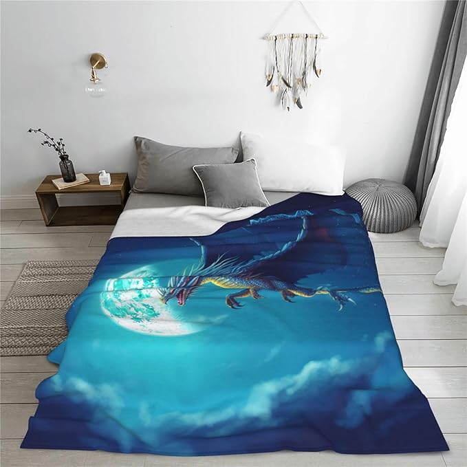 Meteor Dragon Blanket Dragon Throws Blanket Dragon Lover Gifts Dragon Decor Soft Cozy Fleece Plush Warm Flannel Bedding Blanket for Men Boys Girls Kids Adults Couch Travel 60"X80"