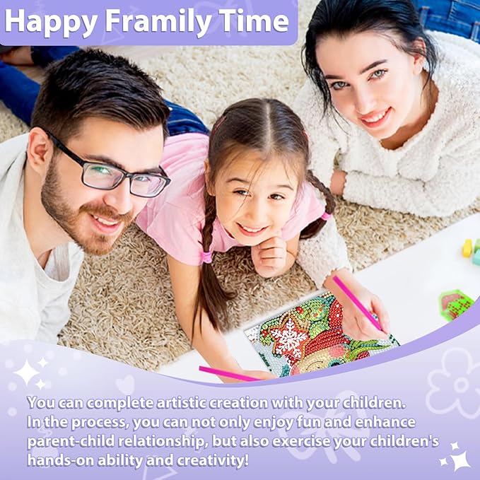 hkejoi Dragon Diamond Art Kits for Kids with Frame, Cartoon Diamond Art for Kids Ages 4-8-12, Easy Kids Gem Art Kit with Cartoon Package for Gift Home Wall Decor 7x7inch