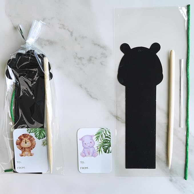Winlyn 72 Sets 9 Styles Magic Color Scratch Jungle Animal Bookmarks Making Craft Kits DIY Rainbow Scratch Paper Bookmarks Art Sets for Kids Students Classroom Activities Reading Rewards Party Favors