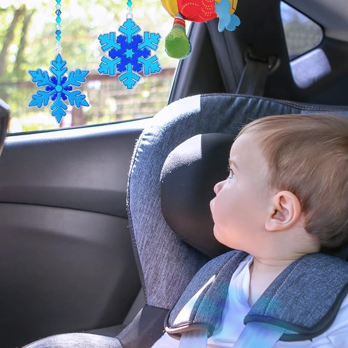 Winlyn 24 Sets Snowflake Suncatchers Ornaments Decorations DIY Window Paint Art Suncatchers Christmas Craft Kits Hanging Snowflake Sun Catchers for Kids Christmas Winter Home Classroom Party Activity