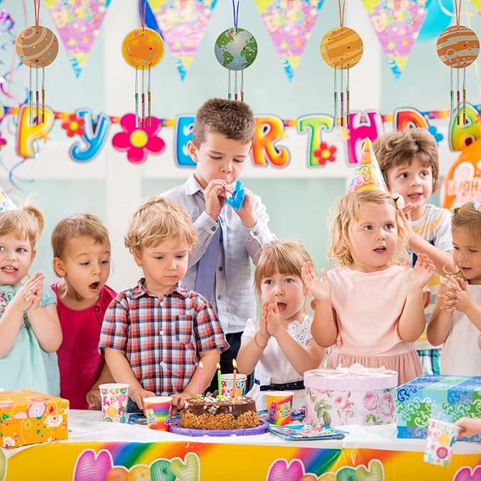 Fennoral 9 Pack Wind Chime Kit for Kids Make You Own Ball Wind Chimes DIY Paint Wooden Art and Craft for Girls Boys Ball Craft for Art Activities Brthday Party Supplies