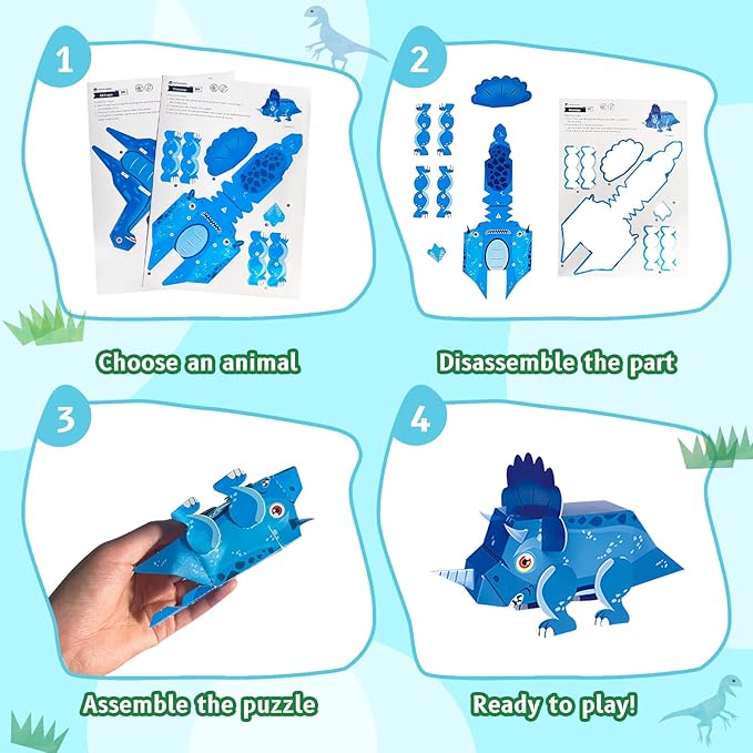 Paper Craft 3D Puzzle DIY Puzz Kits (8 PCS/Kit) Cartoon Art Craft Gift for Kids, No Need Scissors, Include Adhesive Paper, Art Supplies in Class, Cubic Art Decor Paper Model Craft Kit (Princess)