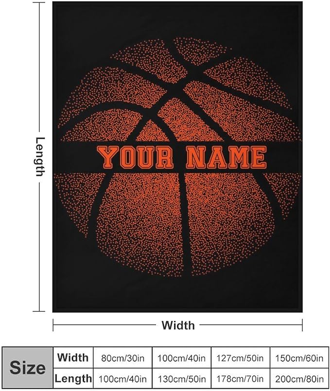 Custom Basketball Blanket - Soft Flannel Sports Basketball Blankets for Teens Adults Women Men Basketball Lovers - Warm Basketball Throw Blankets for All Season Lap, Chair, Sofa - 70"x50"