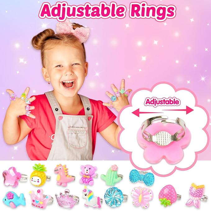ZMLM Jewelry Gifts Toys for Girls: Unicorn Jewelry Box Ring Earring Necklace Set Valentines Day Gifts Easter Birthday Gifts, Art Craft DIY Headband Making, Pretend Play Toys for Girls 4 5 6 7 8 9 10