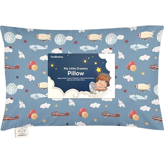 Toddler Pillow with Pillowcase - 13x18 My Little Dreamy Pillow, Organic Cotton Toddler Pillows for Sleeping, Kids Pillow, Travel Pillows, Mini Pillow, Nursery Pillow, Toddler Bed Pillow (Up & Away)