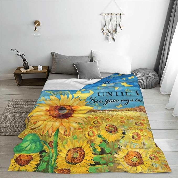 Sunflower Blanket Sunflower Gifts for Women Throw Blanket Bedding Decor Sunflower Decorations Plush Lightweight Warm Soft Thick Flannel Fleece Blanket for Bed Office Sofa Couch 60"X80"