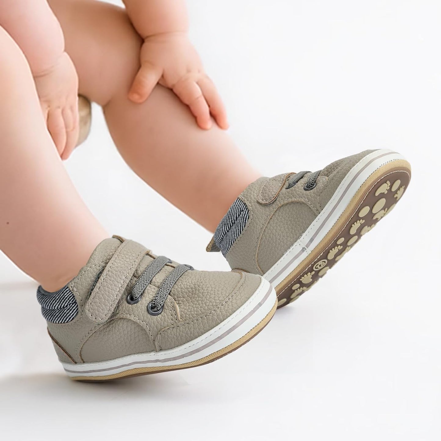 Baby Boys Girls Non-Slip Rubber Sole High-Top PU Leather Infant Sneakers Toddler Crib First Walker Shoes