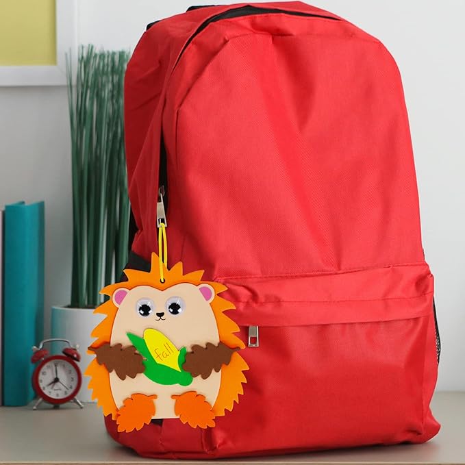 Winlyn Fall Craft Kits 24 Sets DIY Fall Hedgehog Ornaments Decorations Art Sets Autumn Maple Leaf Pumpkin Foam Stickers Googly Eyes for Kids Thanksgiving Halloween Classroom Activities Party Favors