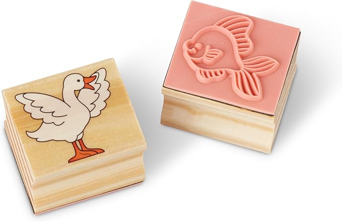 Melissa & Doug Jumbo Deluxe Wooden Stamp Set Animals (40 Stamps, 7 Markers, 3 Colored Ink Pads)