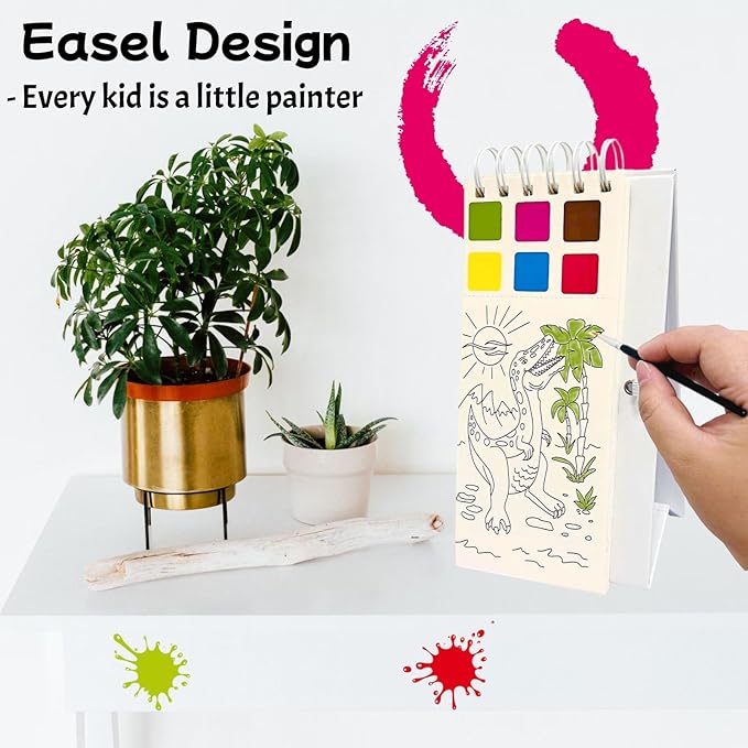 Riomhorry Water Coloring Books for Toddlers, Water Painting Easel Books with Brush for Kids Ages 2-4, 4-8, Watercolor Book to Toddler Painting Activities, Dinosaur Legend