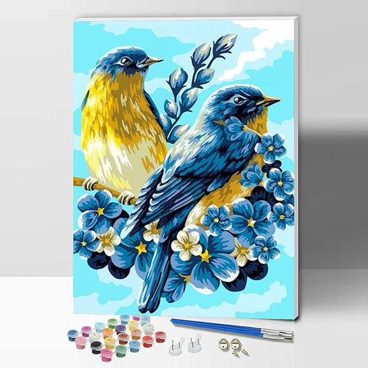 Paint by Number Kits for Adults,Kids, Beginners, with Brushes and Acrylic Pigment, 12x16 Inch Birds - with Framed