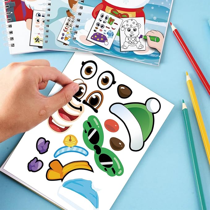Omgouue Winter Wonderland Sticker Coloring Books 3-Pack,Christmas Toys Activity Pad for Kids Toddlers Ages 2-8(36 Scenes)