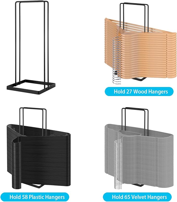 Hanger Organizer Stacker,Hanger Storage Rack Holds Up to 58 Velvet Hangers for Closet & Laundry Room,Portable Hanger Holder Keeps Adult & Children's Hangers Neat & Tidy