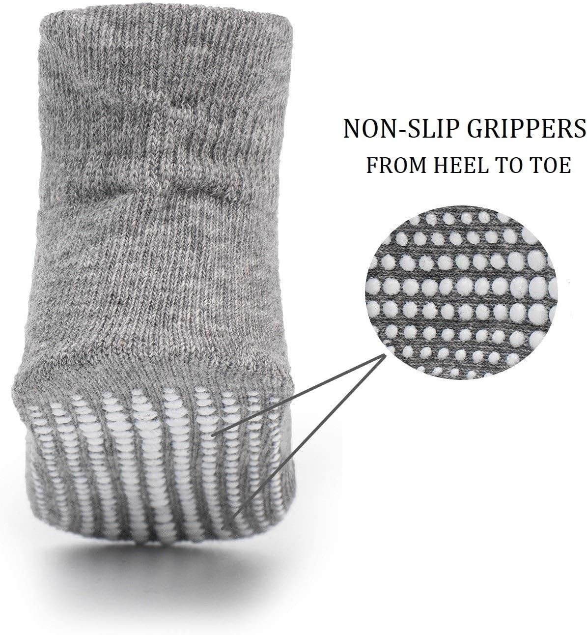 Zaples Baby Non Slip Grip Ankle Socks with Non Skid Soles for Infants Toddlers Kids Boys Girls