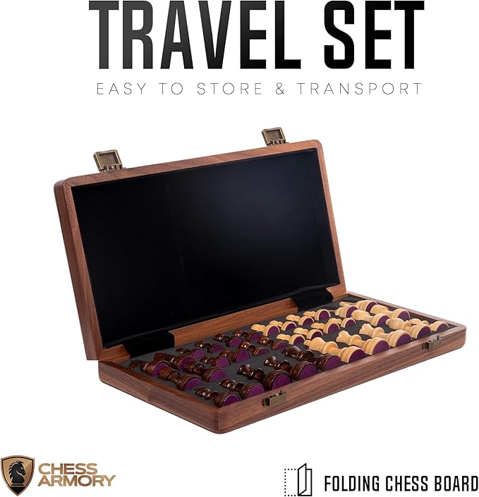 Chess Set Magnetic - Premium Wooden Board Game with a Portable Wood Case and Secure Storage for Pieces, Set for Kids and Adults (Walnut Wood) - Chess Armory