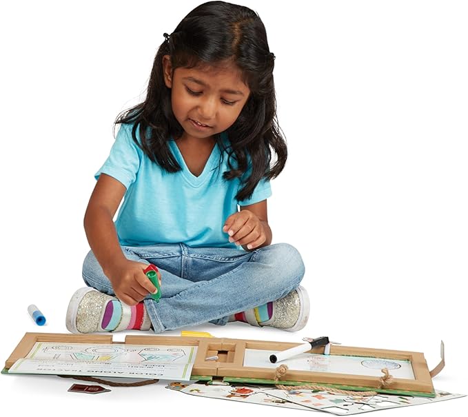 Melissa & Doug Natural Play: Play, Draw, Create Reusable Drawing & Magnet Kit – Farm (38 Magnets, 5 Dry-Erase Markers)