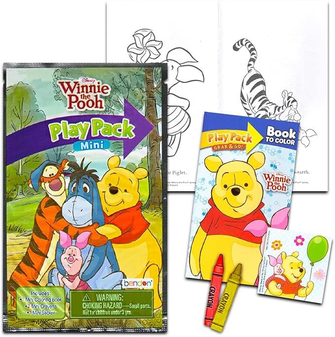 Winnie The Pooh Coloring Book Activity Set for Kids - Bundle with Winnie The Pooh Coloring Book, Regular and Mini Play Packs, More | Winnie The Pooh Themed Gifts