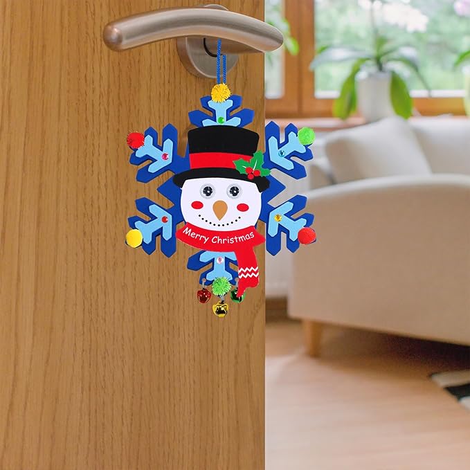 Winlyn 24 Sets Christmas Craft Kits Winter Crafts DIY Christmas Snowflake Ornaments Decorations Art Sets Snowman Elf Santa Christmas Foam Stickers for Kids Holiday Classroom Activities Party Favors