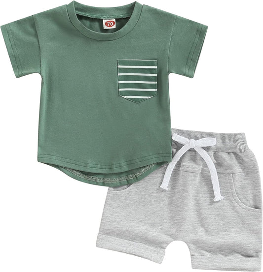 Mubineo Infant Toddler Baby Boy Summer T Shirt Shorts Outfits Short Sleeve Tee Tops Clothes Set