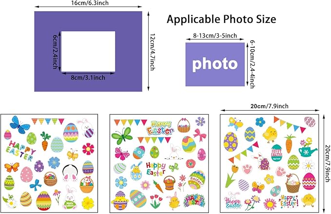 chiazllta Easter Kid's Craft Kits Easter Picture Frames Craft Bunny Egg DIY Photo Frames Suitable for Easter Class Game Activities Gift for Kids