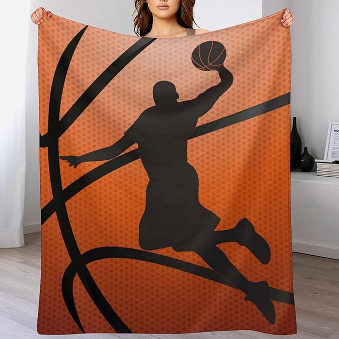 Basketball Throw Blanket - Soft Flannel Sports Basketball Blankets for Girls Boys Kids Pet Basketball Lovers - Warm Basketball Throw Blankets for All Season Sofa Lap, Chair - 40"x30"