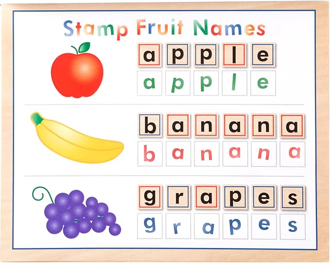 Melissa & Doug Deluxe Wooden Toy Stamp Set ABCs 123s Arts and Crafts Stamp Sets and Stencils 3+ Gift for Boy or Girl