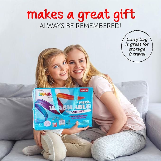 Paint Set for Kids | Premium Art Supplies for Boys & Girls | 27 Piece Washable Paint Set Includes Canvas Panels Paint Brushes Kids Apron Tabletop Art Easel & Storage Travel Bag