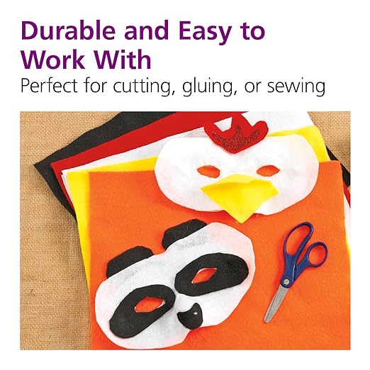 Colorations 100% Polyester Felt Sheets 9 inches x 12 inches, 13 colors, 1mm Thick, 50 Sheet Pack for Sewing and DIY Arts & Crafts Projects, Blue,Gray,Green,Orange,Purple,White