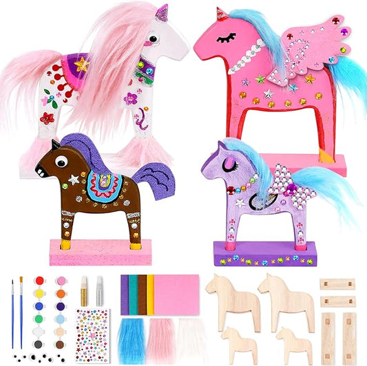 leffuny Unicorn Painting Kit for Kids - Unicorn Toys Wood Craft Kit - DIY Unicorn Gifts Toys kit - Arts and Crafts for Kids- Make Your Own Magic Unicorn Crafts- Christmas Gifts for Kids, Boys, Girls