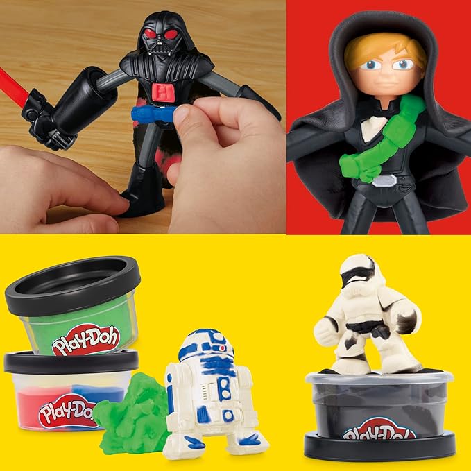 Play-Doh Star Wars Squish & Slice Lightsabers Playset, Bendy 4 Inch Luke Skywalker & Darth Vader Action Figures, Imagination Toys for 4 Year Old Boys & Girls & Up